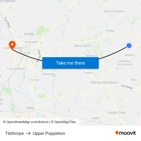 Tibthorpe to Upper Poppleton map