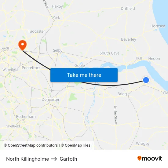 North Killingholme to Garfoth map