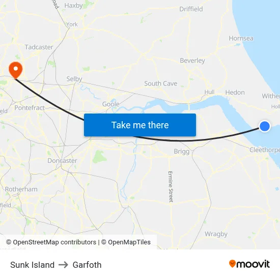 Sunk Island to Garfoth map