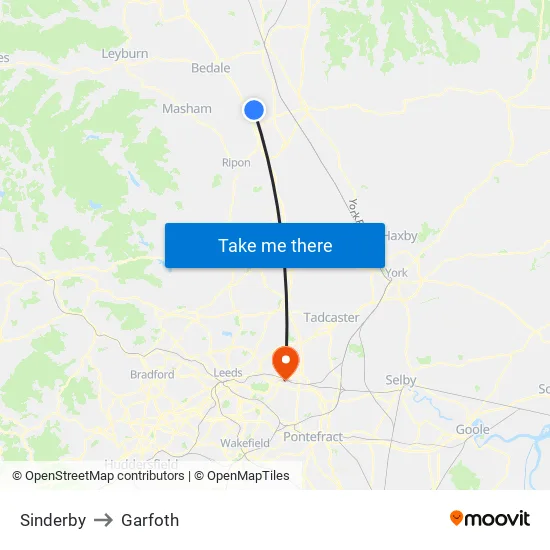 Sinderby to Garfoth map