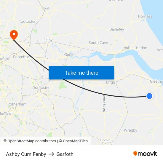 Ashby Cum Fenby to Garfoth map