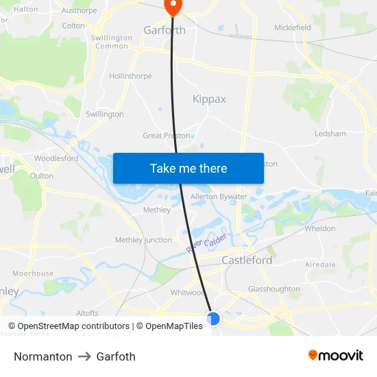 Normanton to Garfoth map