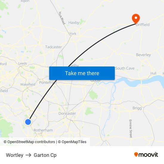 Wortley to Garton Cp map