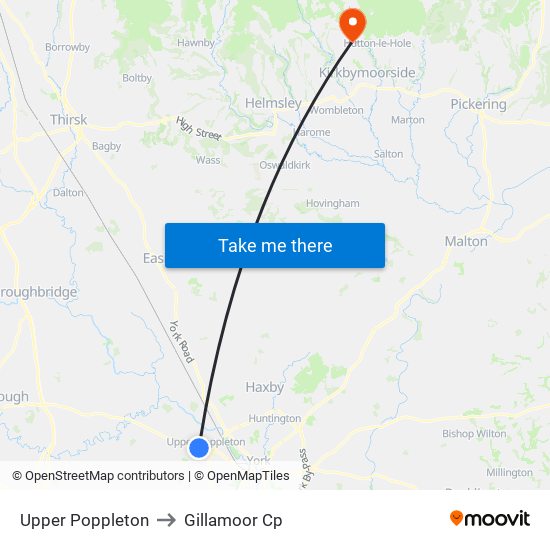 Upper Poppleton to Gillamoor Cp map