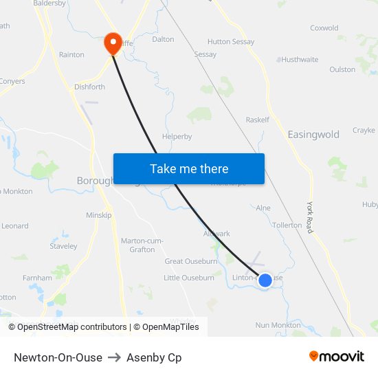 Newton-On-Ouse to Asenby Cp map