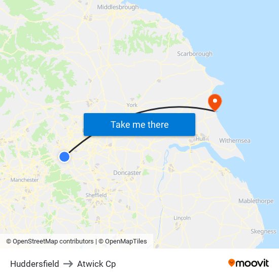 Huddersfield to Atwick Cp map