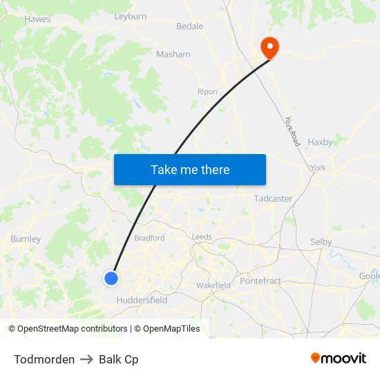 Todmorden to Balk Cp map