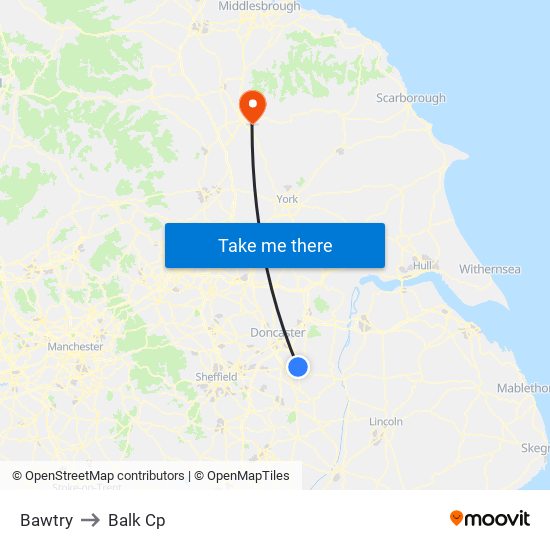 Bawtry to Balk Cp map
