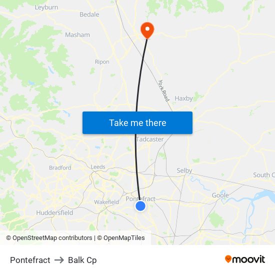 Pontefract to Balk Cp map