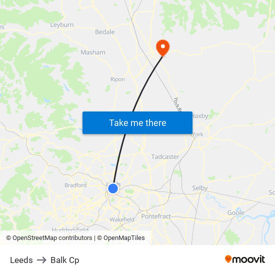Leeds to Balk Cp map