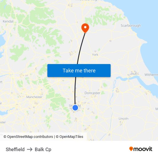 Sheffield to Balk Cp map