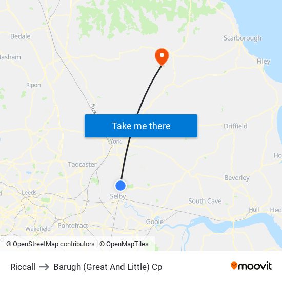 Riccall to Barugh (Great And Little) Cp map