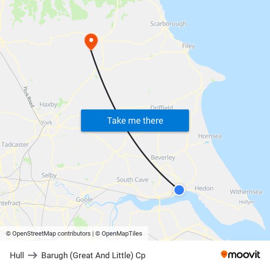 Hull to Barugh (Great And Little) Cp map