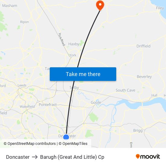 Doncaster to Barugh (Great And Little) Cp map