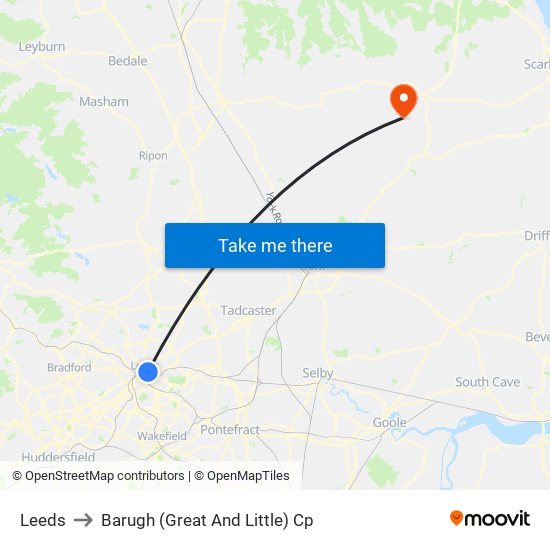 Leeds to Barugh (Great And Little) Cp map