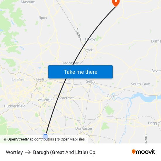 Wortley to Barugh (Great And Little) Cp map