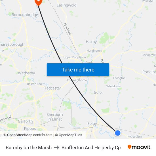 Barmby on the Marsh to Brafferton And Helperby Cp map