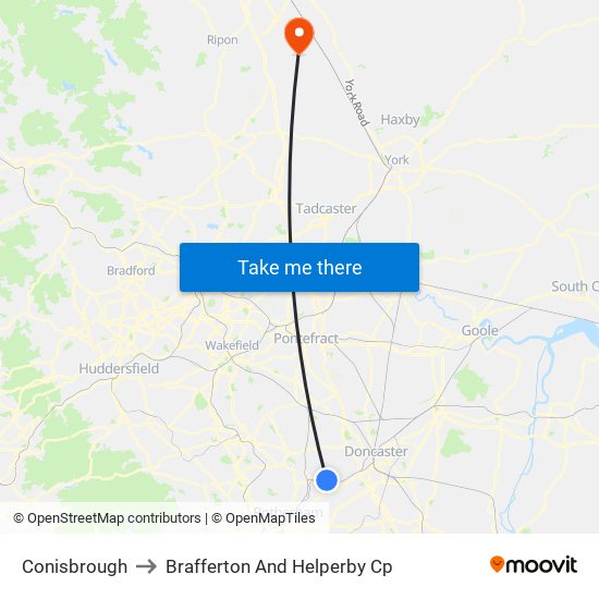 Conisbrough to Brafferton And Helperby Cp map