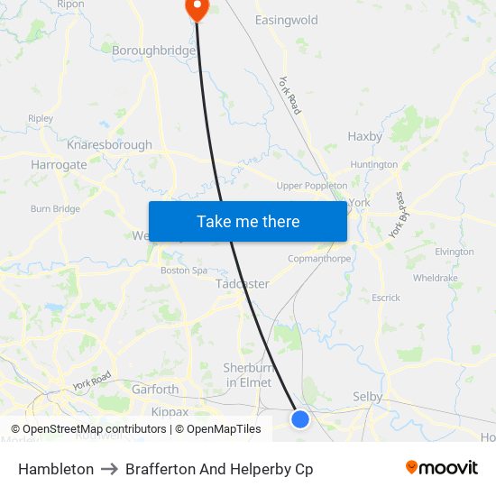 Hambleton to Brafferton And Helperby Cp map