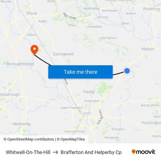 Whitwell-On-The-Hill to Brafferton And Helperby Cp map