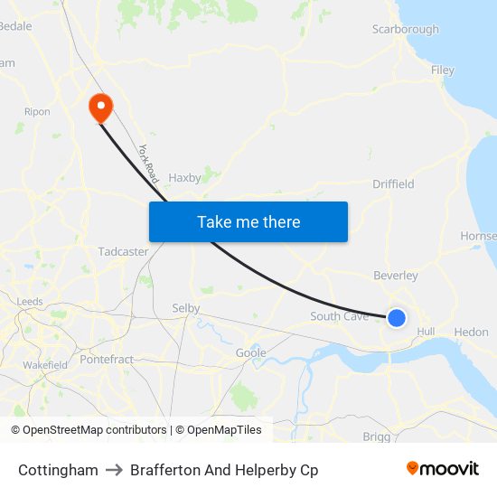 Cottingham to Brafferton And Helperby Cp map