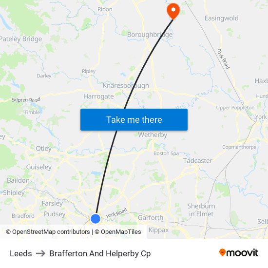 Leeds to Brafferton And Helperby Cp map