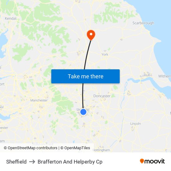 Sheffield to Brafferton And Helperby Cp map