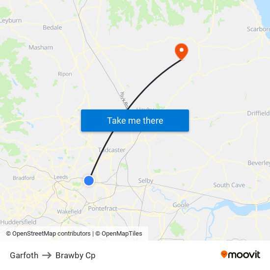 Garfoth to Brawby Cp map