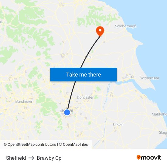 Sheffield to Brawby Cp map