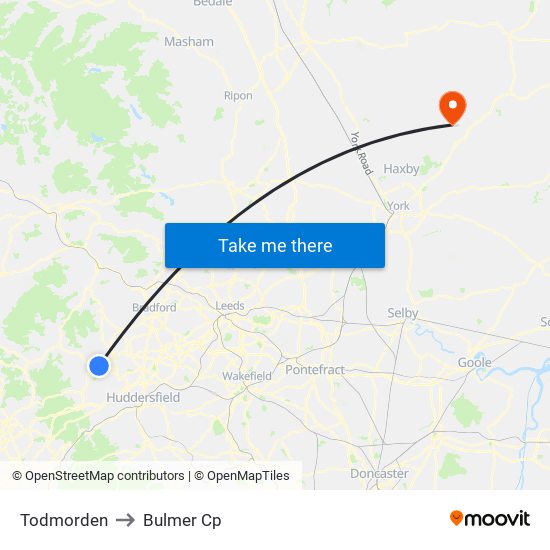 Todmorden to Bulmer Cp map