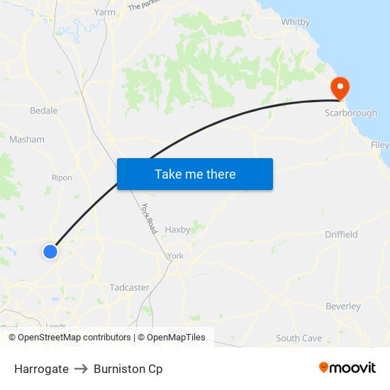 Harrogate to Burniston Cp map