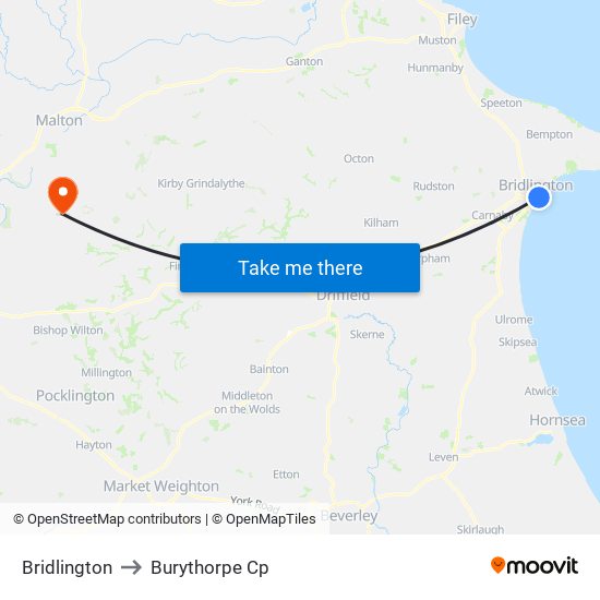 Bridlington to Burythorpe Cp map