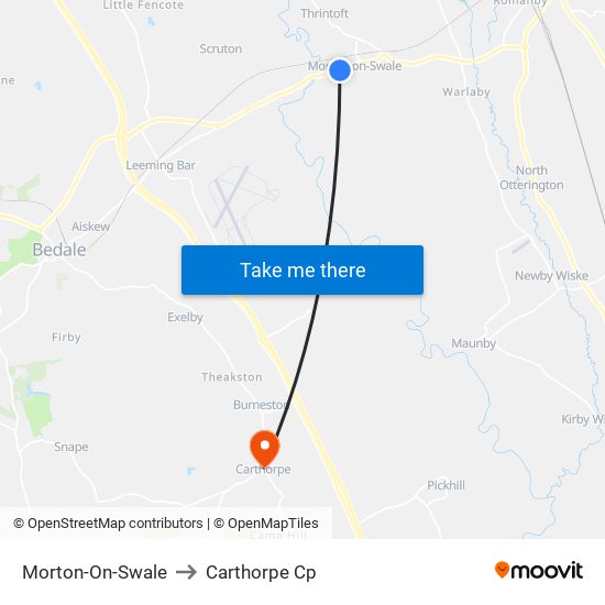 Morton-On-Swale to Carthorpe Cp map