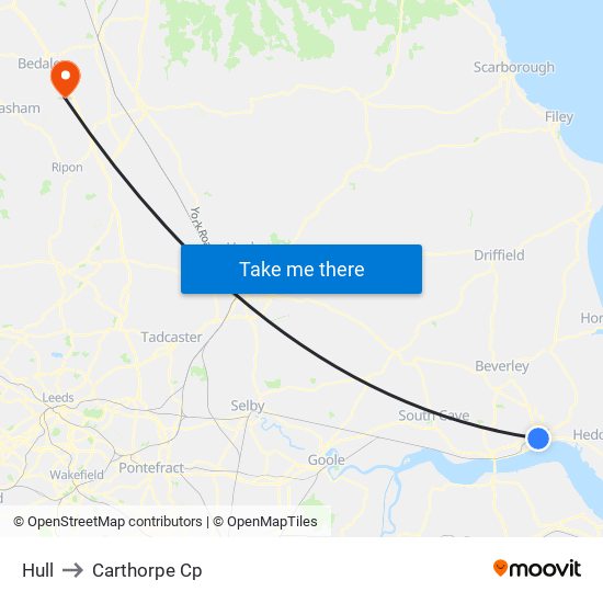 Hull to Carthorpe Cp map