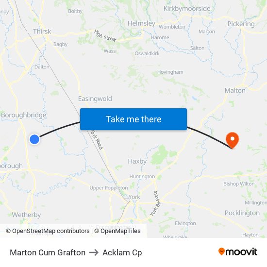 Marton Cum Grafton to Acklam Cp map