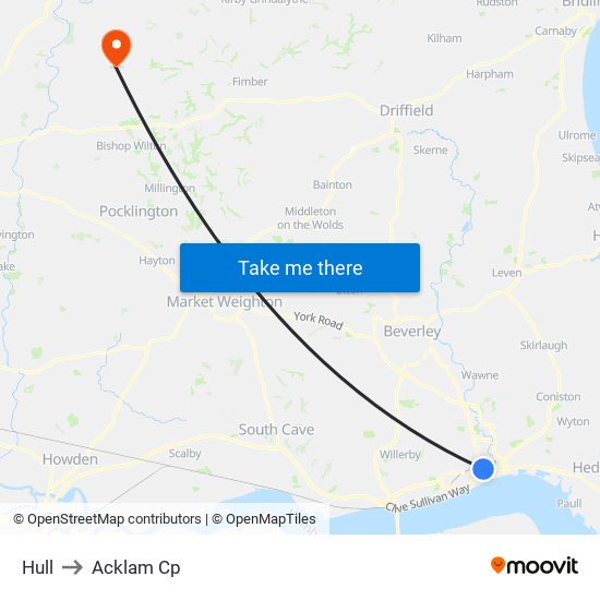 Hull to Acklam Cp map