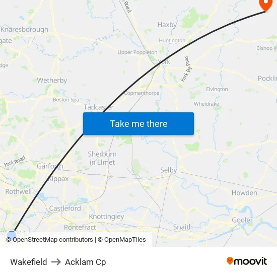 Wakefield to Acklam Cp map