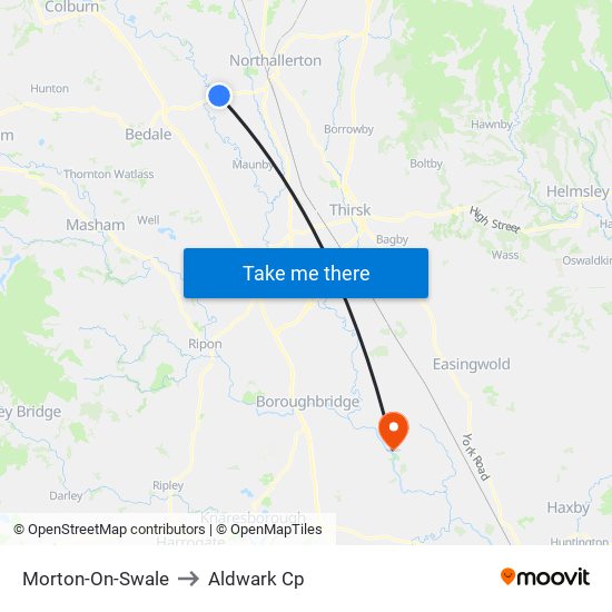 Morton-On-Swale to Aldwark Cp map
