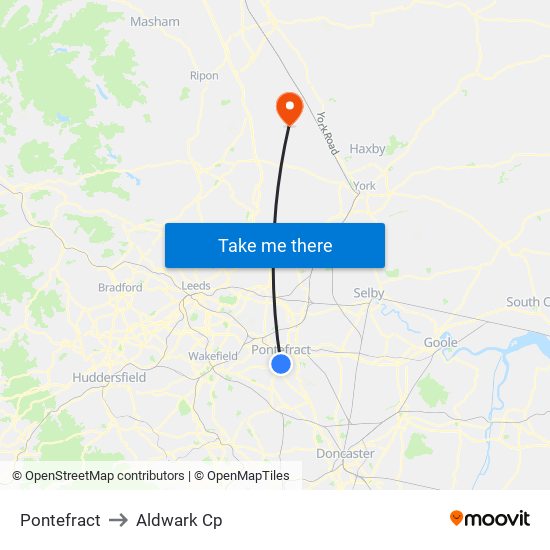 Pontefract to Aldwark Cp map