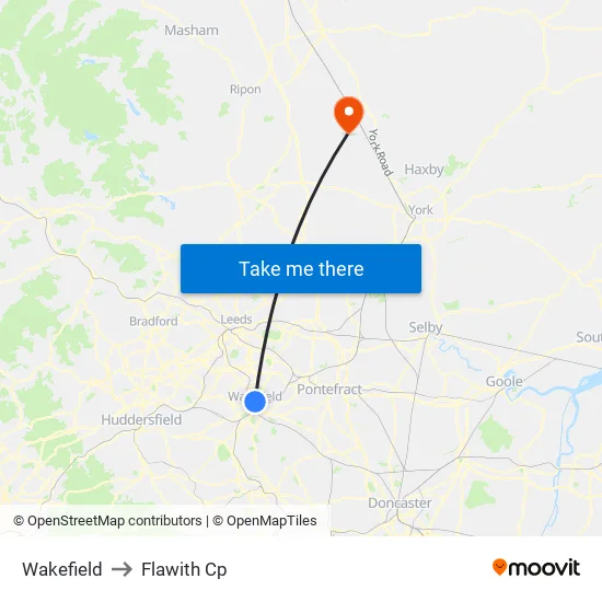 Wakefield to Flawith Cp map