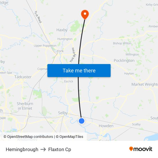 Hemingbrough to Flaxton Cp map