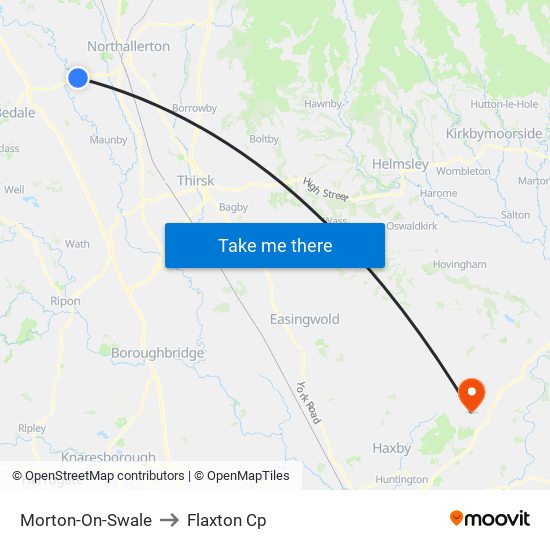 Morton-On-Swale to Flaxton Cp map