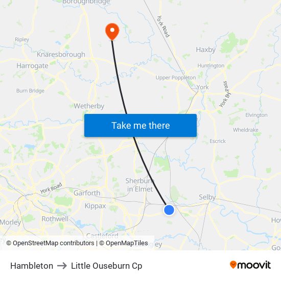 Hambleton to Little Ouseburn Cp map