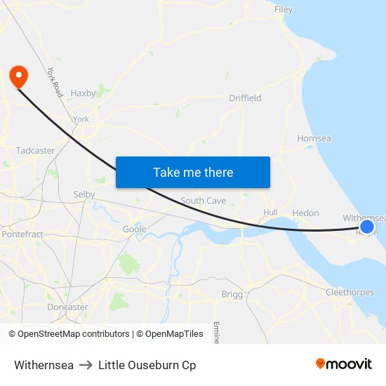 Withernsea to Little Ouseburn Cp map