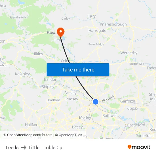 Leeds to Little Timble Cp map