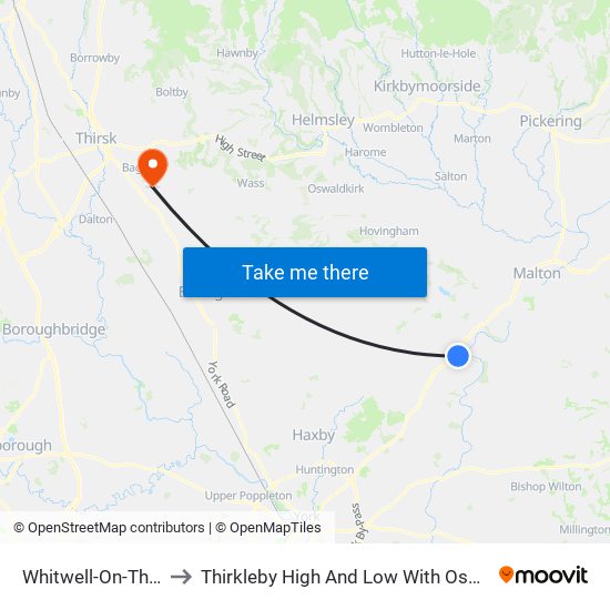 Whitwell-On-The-Hill to Thirkleby High And Low With Osgodby Cp map