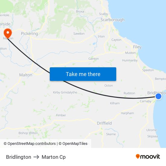 Bridlington to Marton Cp map