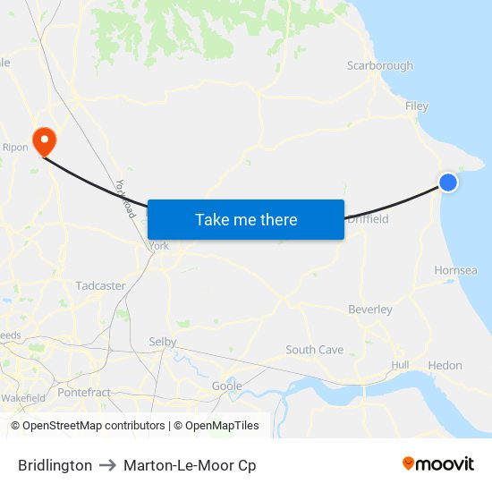 Bridlington to Marton-Le-Moor Cp map