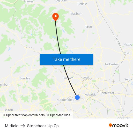 Mirfield to Stonebeck Up Cp map