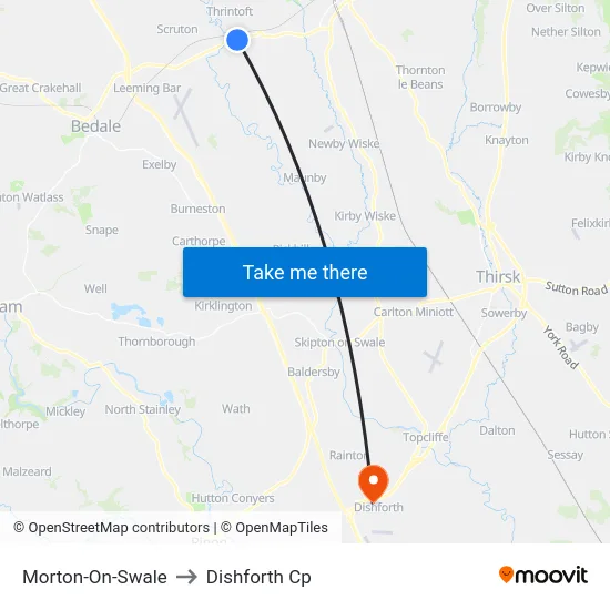 Morton-On-Swale to Dishforth Cp map